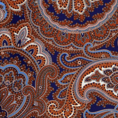 Pochette de costume homme. Bleu marine et Marron à grands Paisley 2