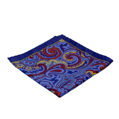 Pochette de costume homme. Bleu marine et Bordeaux à grands Paisley