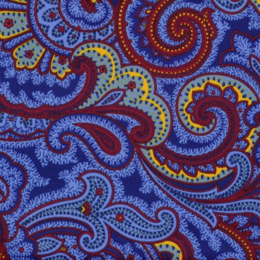 Pochette de costume homme. Bleu marine et Bordeaux à grands Paisley 2