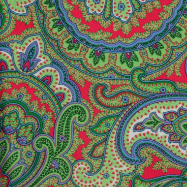 Pochette de costume homme. Fuchsia et Vert à grands Paisley 2
