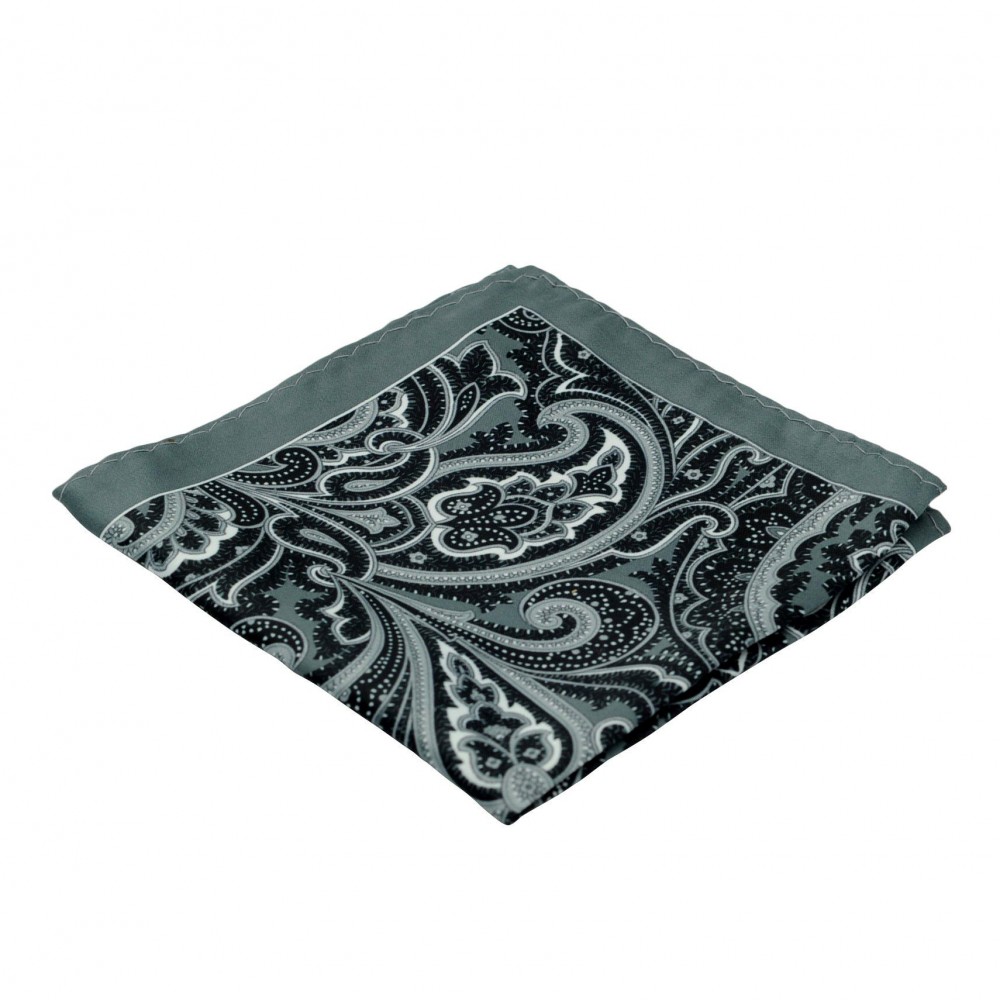 Pochette de costume homme. Gris anthracite à grands Paisley