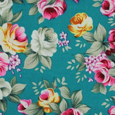 Pochette de costume homme Liberty à grandes fleurs. Bleu turquoise à liseret 2