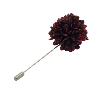 Broche Pompon Bordeaux pour boutonnière de costume homme