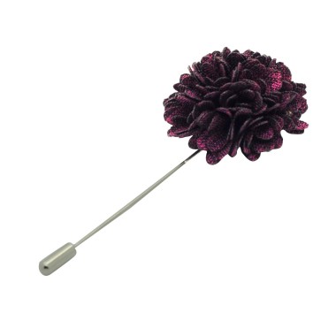 Broche Pompon Violet prune pour boutonnière de costume homme