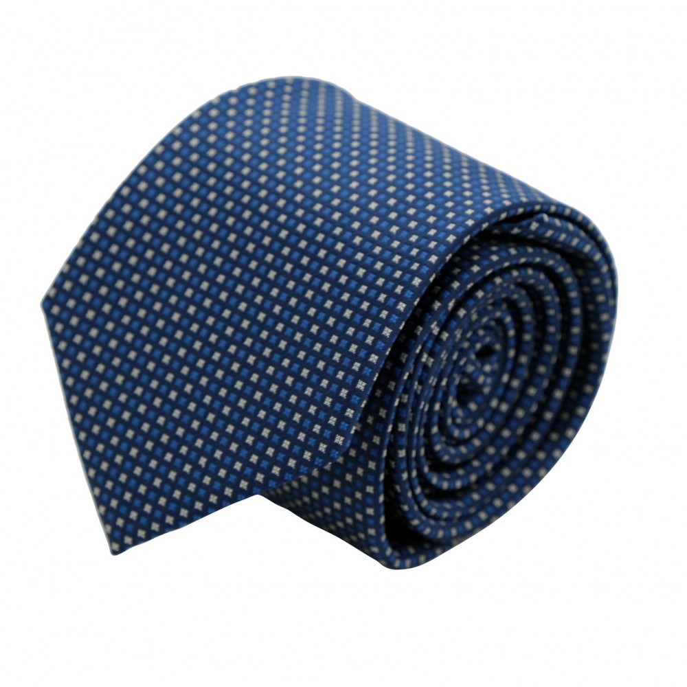 Cravate Classique Homme. Bleu à motifs carrés