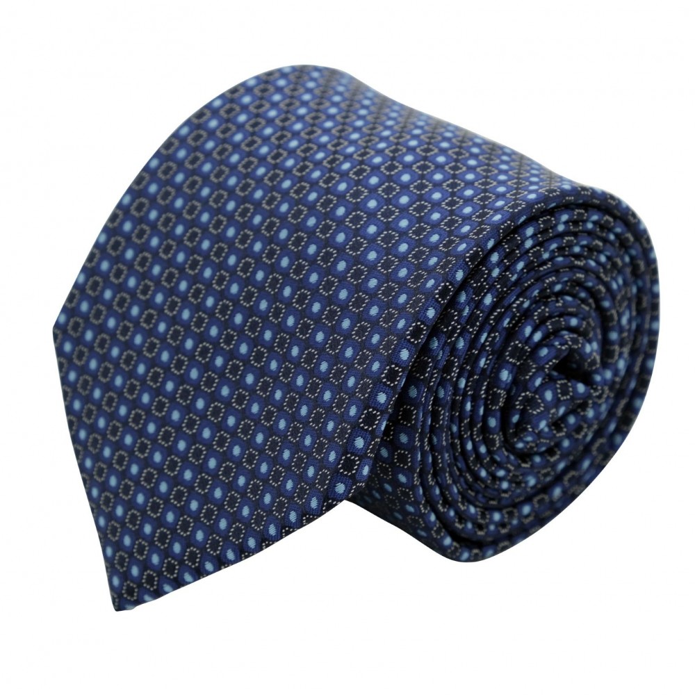 Cravate Classique Homme. Bleu à motifs carrés. 2