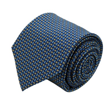 Cravate Classique Homme. Bleu à motifs ciel et beige