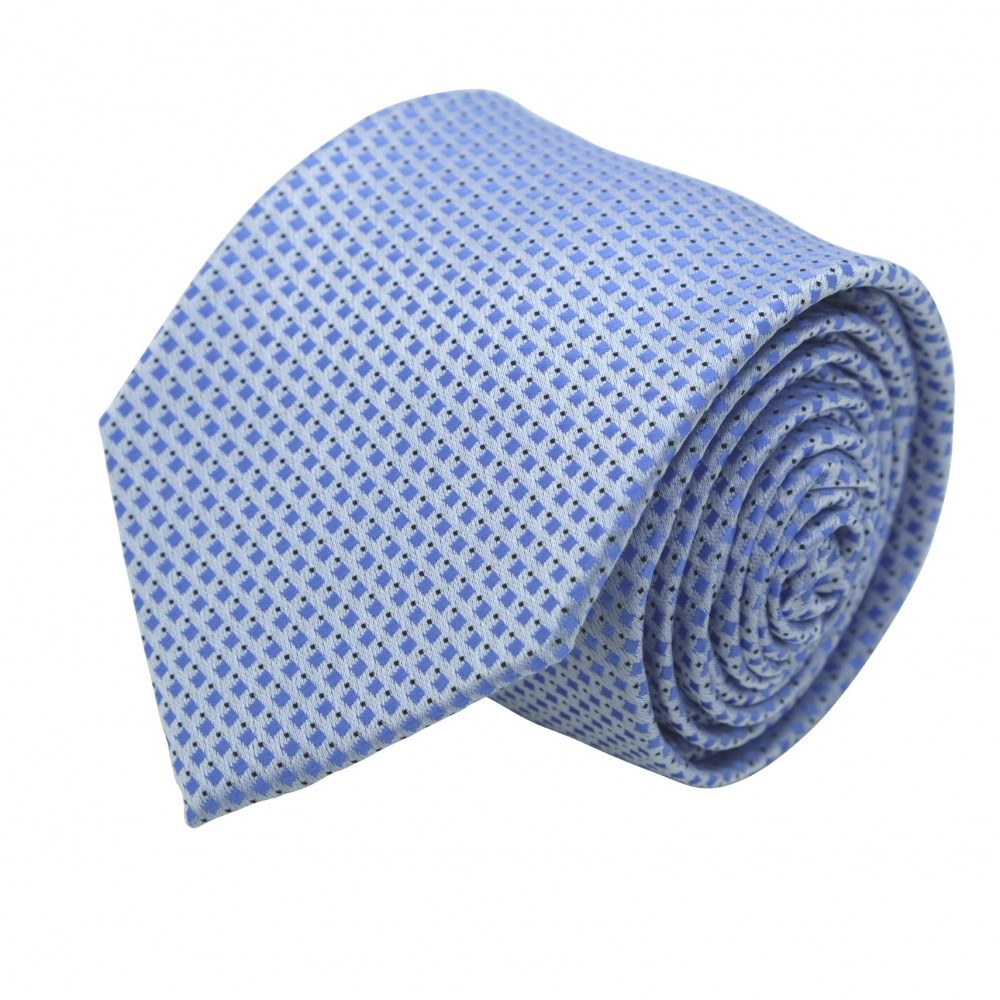 Cravate Classique Homme. Bleu Ciel à motifs carrés
