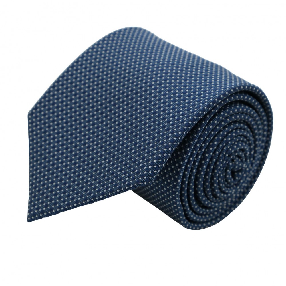 Cravate Classique Homme. Bleu quadrillé et pois