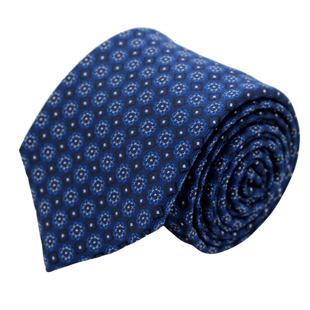 Cravate Classique Homme. Bleu Roi à fleurs