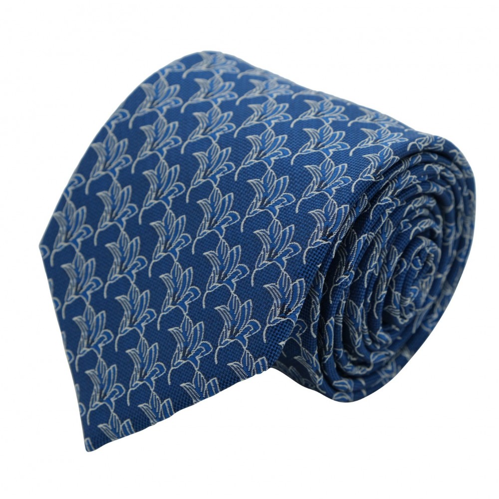 Cravate Classique Homme. Bleu fleuri