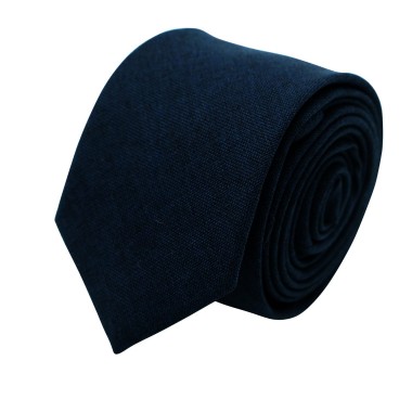 Cravate Slim Homme Coton/Lin Bleue Marine