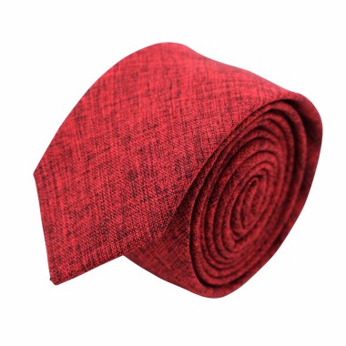 Cravate Slim Homme Coton/Lin Rouge chinée