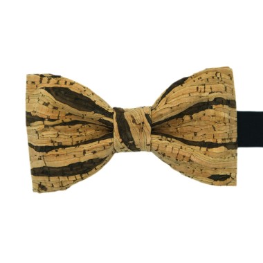 Ensemble en Liège Noeud papillon et Broche assortie. Clair et foncé nervuré 2