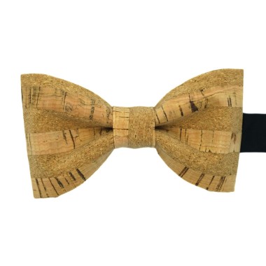Ensemble en Liège Noeud papillon et Broche assortie. Grandes Rayures 2