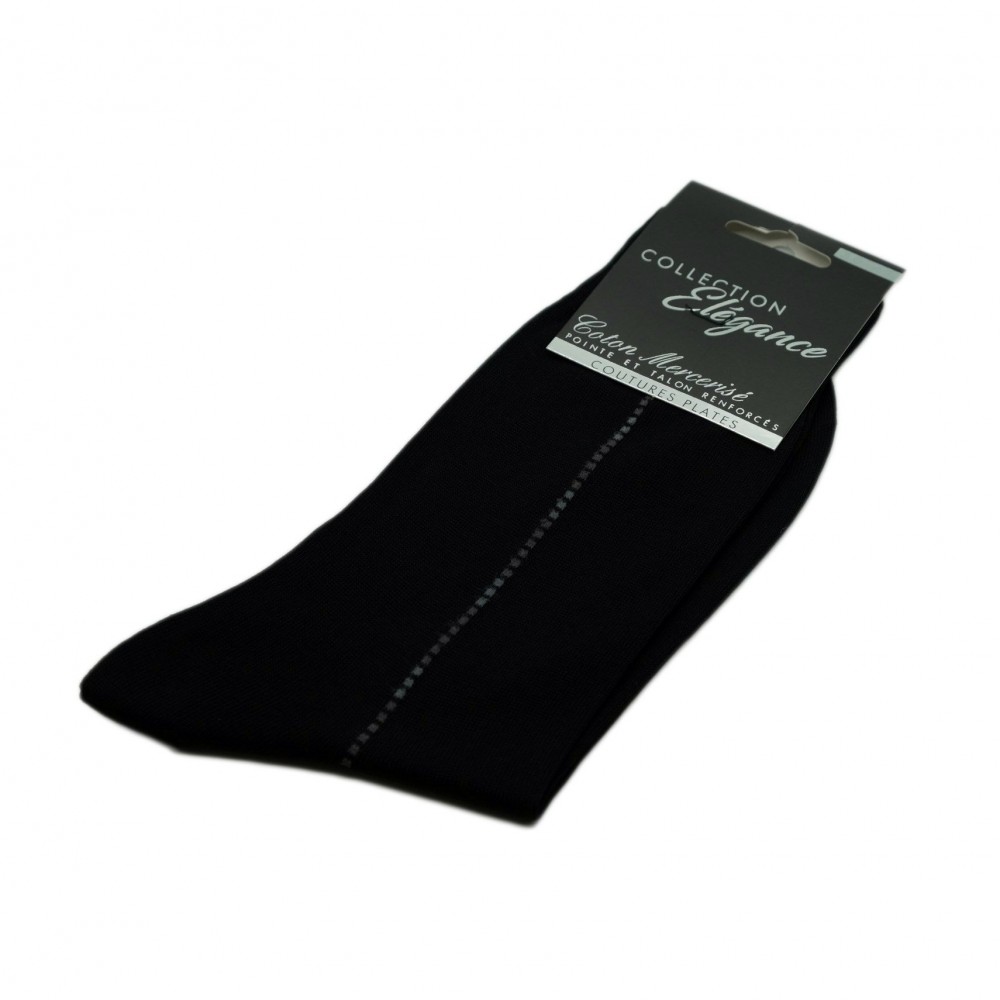 Chaussettes en Coton Mercerisé. Noir et carrés gris