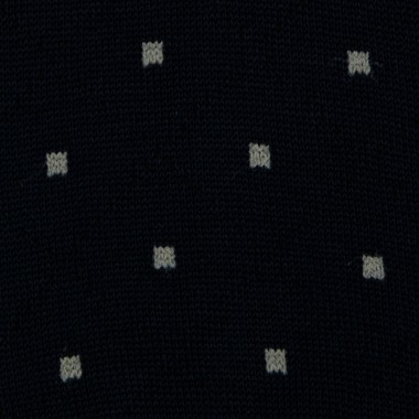 Chaussettes en Coton Mercerisé. Bleu marine et carrés beiges 2
